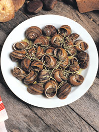 Gebratene Schnecken (Boubouristi)