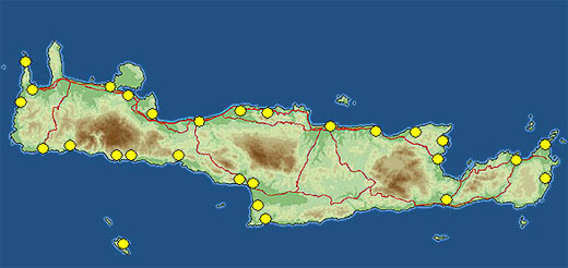 Map of Crete with Harbours